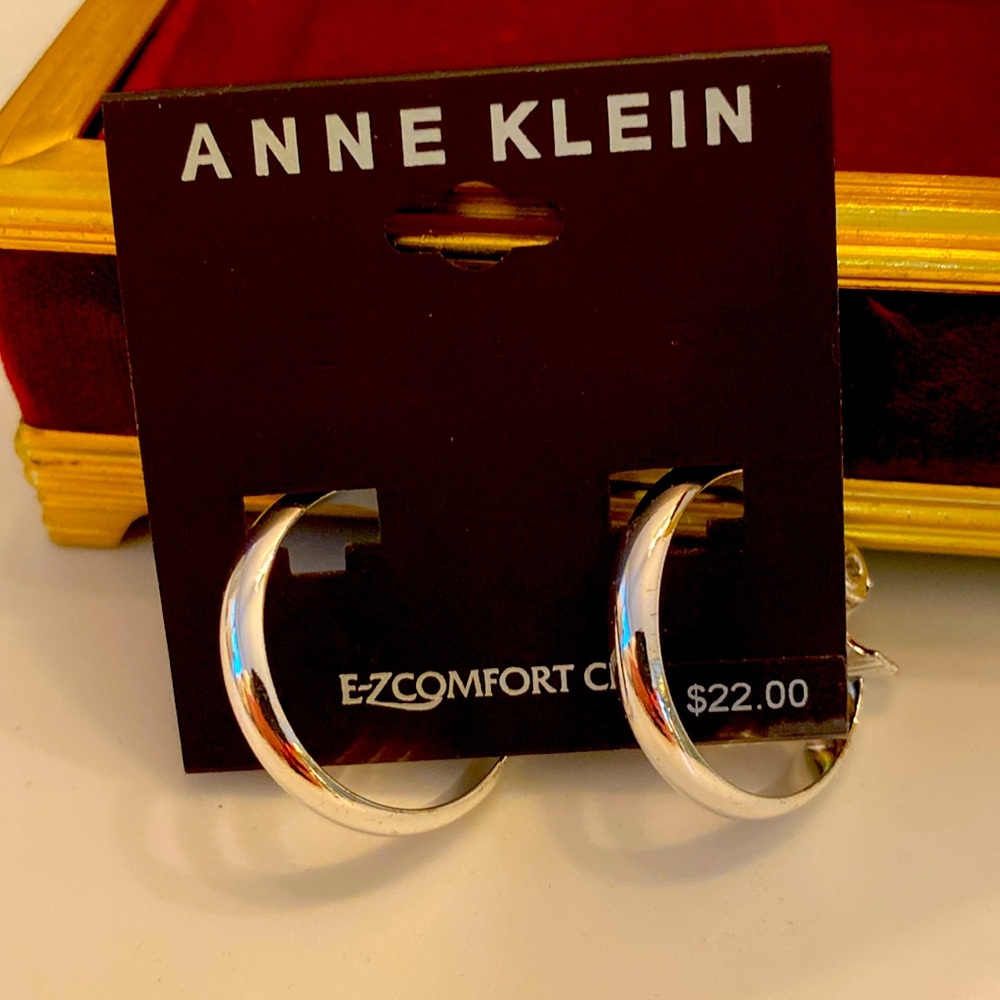Silver hoop clip-on earrings. Anne Klein NWT